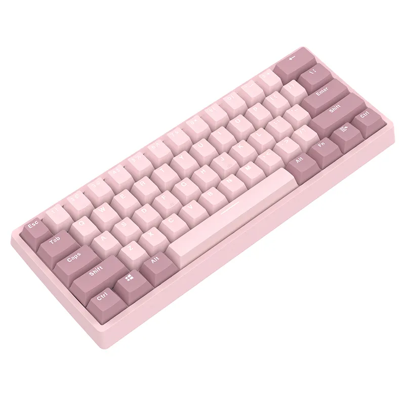 คีย์บอร์ด60% RGB 61คีย์ PBT ไฟสำหรับเล่นเกมคอมพิวเตอร์แบบมีสาย LED สำหรับนักเล่นเกม60แป้นพิมพ์กลไกสลับร้อน