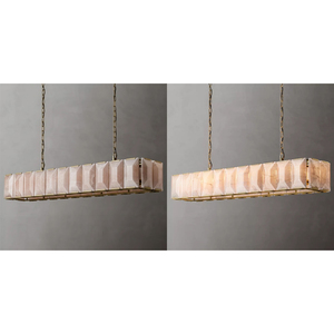 Lustre rectangulaire en pierre naturelle adapté aux îlots de cuisine, aux bars, aux cabines industrielles, au lustre en calcite Harlow Calcite - Product Image 4