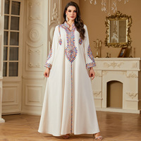 Petit MOQ, Kaftan Islamique de Style Marocain Premium, Thobe Arabe, Robe Longue Maxi en Polyester avec Broderie Dorée Exquise 4219