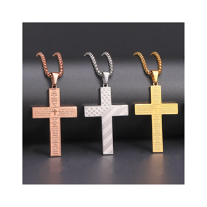 Collana a forma di croce di Halloween in acciaio inossidabile con personalità in acciaio al titanio Hip Hop americano a stelle e strisce - Product Image 1