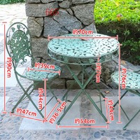 Retro Green Iron Garten tisch Stuhl Dreiteilige Klapp Freizeit für Hotel Innenhof Balkon & Terrasse Dekoration Old Color Style