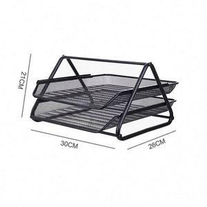 2 Tier Storage Shelf Metal Mesh Desk Organizer Document <b>File</b> Organizer Office Paper <b>Tray</b> - Product Image 3