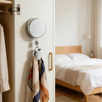 Porte-serviettes rétractable, cintre mural auto-adhésif, crochets muraux robustes en métal, pinces à serviettes pour salle de bain