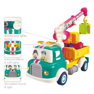 행운의 장난감 DIY 조립 플라스틱 스프레이 물 당겨 과일 운송 카트 빌딩 블록 세트 장난감 연기 과일 트럭 - Product Image 3