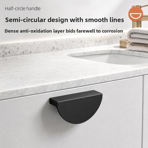 Poignées noires semi-circulaires minimalistes en aluminium, style nordique, moulage monobloc, pour portes d'armoires et tiroirs de cuisine - Product Image 3