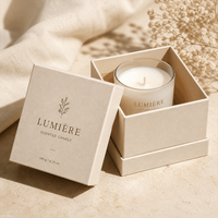 Caja de Regalo Rígida de Lujo de Dos Piezas con Tapa para Velas Aromáticas Cuadradas