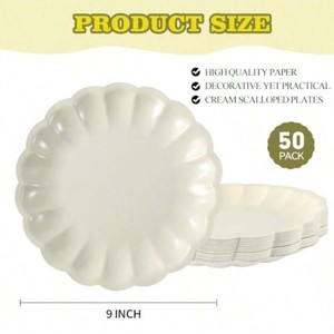DAMAI - Fournitures pour fêtes d'enfants et mariages - Ensemble de vaisselle de fête - Assiettes en papier beige rondes jetables de 9 pouces avec dentelle beige - Product Image 4