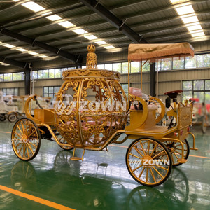 รถม้าฟักทองแบบมีมอเตอร์ รถม้าซินเดอเรลล่าไฟฟ้า รถม้าฟักทองสีขาวพร้อมมงกุฎสีแดงสำหรับขาย - Product Image 5