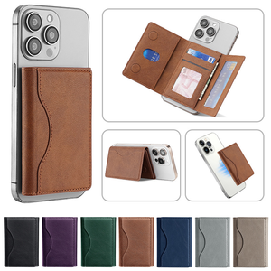 Portefeuille de luxe à trois volets avec porte-cartes magnétique pour iPhone, support de téléphone fin en cuir avec fente pour cartes, attache anti-RFID - Product Image 1