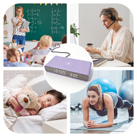 Slimme elektrische moderne LED RGB staande wekker met draadloze oplader voor slaapkamer, tafelklok met oplader