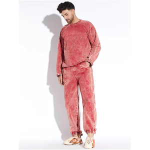 Conjunto de sudadera con capucha personalizado de peso pesado, corte holgado, con pedrería, serigrafía, dobladillo sin rematar, parche bordado, efecto descolorido por el sol y lavado ácido - Product Image 3