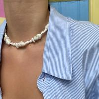 Collar de Bikini de Alta Gama para Mujer con Concha Marina, Cadena para Clavícula, Pendientes con Colgante Moderno para Vacaciones