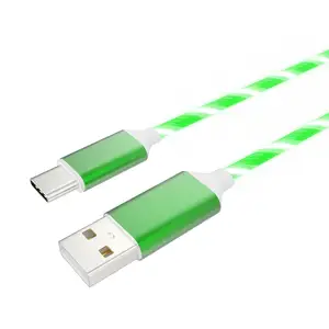 사용자 정의 로고 Led 글로우 흐르는 충전기 3 in 1 USB 케이블 유형 C Led 컬러 전구 케이블 LED