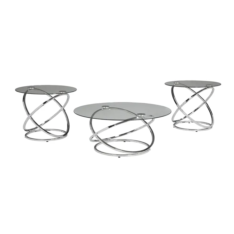 Modern Chrome 3-Piece Occasional Table Set, Includes Coffee Table and 2 End Table