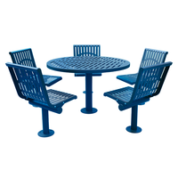 Table de pique-nique commerciale d'extérieur en acier avec chaise à l'extérieur Restaurant Jardin Patio Table à manger externe en métal et ensemble de chaises