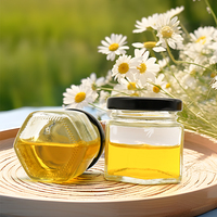 Pot en verre hexagonal personnalisé de 45 ml, 60 ml, 85 ml, 100 ml pour sucre, épices, confiture, sauce, cornichons, miel, avec bouchon à vis, sérigraphié, recyclable