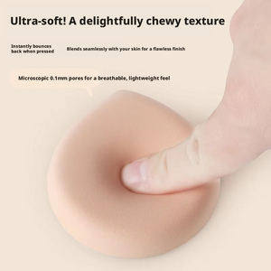 Borla de Maquillaje Ultra Suave y Gruesa de Algodón con <span class=keywords><strong>Forma</strong></span> de Gota, Estampado Floral y Cuentas, de Doble Uso, con Cinta Transparente - Product Image 3