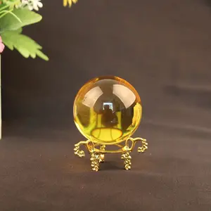 Esfera de bola de cristal mágica colorida sólida amarilla de Venta caliente para Decoración