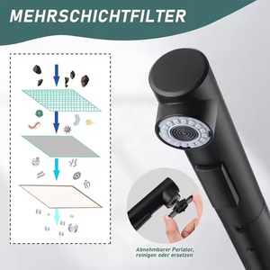 Paslanmaz çelik mutfak musluk uzatılabilir duş lavabo bataryası dokunun düşük basınçlı dönebilir mutfak musluk - Product Image 3