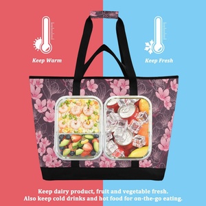 Personalized Logo Women's <b>Lunch</b> <b>Bag</b> Summer Beach Reusable Zipper Custom Flower Blossom Cooler Insulated <b>Tote</b> <b>Bag</b> for Camping - Product Image 4