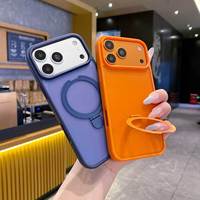 Funda Magnética de Silicona Líquida con Soporte para iPhone 18 Pro Max, 17 Air, 15, 16, 17, 14, 13, 12, 11 Pro Max, Carcasa Rígida Antigolpes