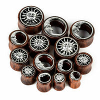 Paire de bouchons d'oreille Tunnel de chair Expander 8-20MM bois soleil et lune jauges d'oreille creuses pour mariage fête fiançailles cadeau bijoux de corps