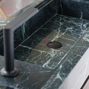 Mueble de Baño de Piedra Natural con Doble Cajón, Mármol Verde Alpi Sólido, Lavabo Integrado, Resistente a la Humedad para Uso Diario - Product Image 5