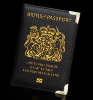 Porte-passeport unisexe en cuir véritable de luxe, blocage RFID, court, fin, léger, fermeture à boucle, plusieurs emplacements pour cartes, Royaume-Uni