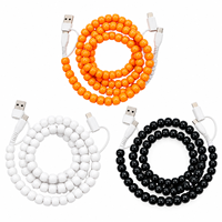 Câble de charge minimaliste 4 en 1, couleur unie, perles, orange, noir, blanc, USB Type C, cordon de charge multi-appareils, accessoire de téléphone tendance