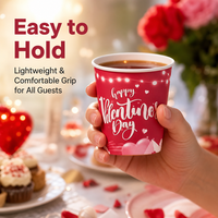 Gobelet en papier pour la Saint-Valentin, imprimé cœur rouge et guirlande lumineuse, jetable, pour les amoureux, vaisselle de fête, vente en gros, fournitures en vrac