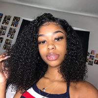 Péruvienne Curl Bob Double Drown 100% Cheveux Brésiliens Sans Colle Avant de Lacet Perruques Réel Plein de Cheveux Humains Avant de Lacet Perruques Pour Les Femmes Noires
