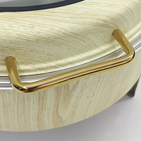 Chauffe-Plat Rond de Luxe en Acier Inoxydable 6L Effet Bois pour Buffet, Réchaud de Présentation pour Hôtels et Événements