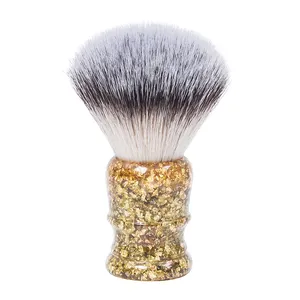 Dongshen Gold Resin Handle Brush Shaving Fiber Synthetic Hair Custom Logo Shaving Brushes