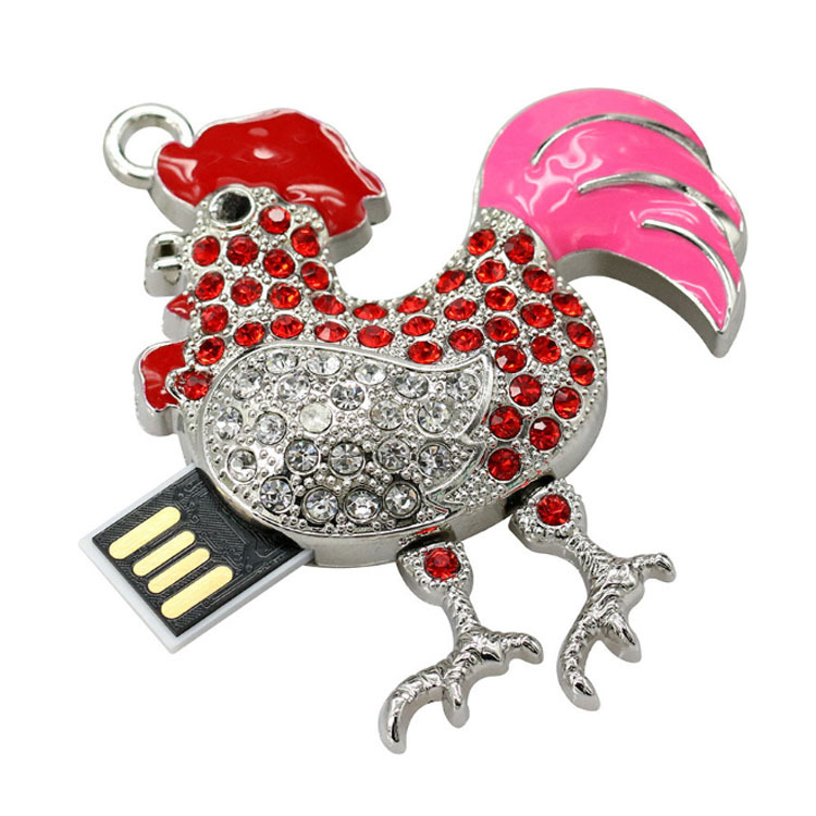 Promocional collar de joyas de estilo forma de Polla de memoria Usb Stick 2GB 4GB 8GB Gallo Usb Flash Drive 16GB 32GB Pendrive