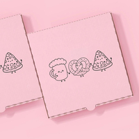Boîte à pizza rectangulaire en papier de nouvelle conception 2025, personnalisée, 8, 10, 12, 14, rose, avec des matériaux recyclables