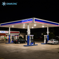 Enseigne 3D LED pour station-service commerciale, lettres en relief, panneau pylon sur poteau haut, façade ACM