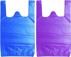 Bolsa de camiseta azul, grosor 0.48mil, HDPE - Tamaño estándar de supermercado, perfecta para compras, venta directa de fábrica. - Product Image 3
