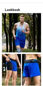 男士夏季轻质透气跑步短裤两件套，四向弹力速干黑色运动健身服 - Product Image 4