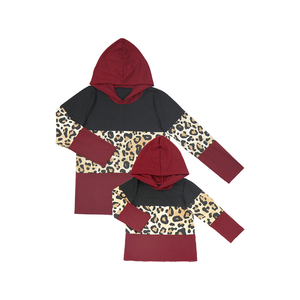 Conjuntos Familiares a Juego con Estampado <span class=keywords><strong>de</strong></span> Leopardo y Diseños <span class=keywords><strong>de</strong></span> Bloques <span class=keywords><strong>de</strong></span> Color Sólido para Mamá e Hija, Sudaderas con Capucha <span class=keywords><strong>de</strong></span> Manga Larga, Camisetas Casuales - Product Image 4