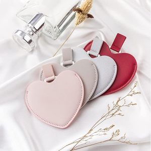 Portable Heart-Shaped Mini Cosmetic Pocket <b>Makeup</b> <b>Mirror</b> Personalized Single-Sided PU Leather Purse - Product Image 3