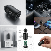 Cargador de Coche USB C de 45W, Cargador Rápido PD Multipuerto 2C1A, Adaptador de Coche Tipo C con QC para iPhone, Samsung, Google Pixel, Tablet