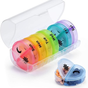 Manufacturercheap giá y học PP trường hợp xách tay đầy màu sắc hàng tuần Pill Box có thể được tái sử dụng lưu trữ Pill trường hợp 7 ngày hộp thuốc - Product Image 4