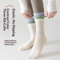 Chaussettes de sport respirantes mi-mollet sans couture antidérapantes pour femmes avec doublure en silicone pour le Pilates et le fitness en intérieur - Zhuji Industry