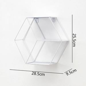 European Style Double-Tiered Iron Hexagonal <b>Wall</b> <b>Shelf</b> Modern Hanging Metal <b>Storage</b> Rack for Living Room Bedroom <b>Wall</b> Decoration - Product Image 5