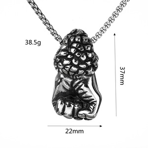 Collar de Acero Inoxidable con Colgante de Puño para Hombre, Estilo Hip Hop, Diseño Geométrico, Joyería de Regalo - Product Image 4