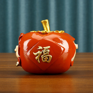 Copper Pig In Persimmon Ornament <b>Desk</b> Decoration Feng Shui Gift For Office Home Birthday - Product Image 3