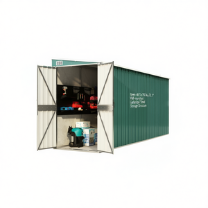 Caseta de jardín verde para montar en pared, 46.5x150.4x70.1 pulgadas, estructura de almacenamiento de acero galvanizado para uso en exteriores - Product Image 1