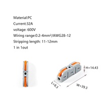 Conectores de Cable Compactos de Conexión Rápida con Palanca, Terminales de 2 Circuitos en Línea SPL-2, Alta Resistencia Mecánica, para Automoción, 32A, para Cables de 28-12 AWG