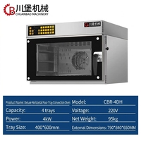 Four à convection électrique commercial en acier inoxydable, air chaud, 4 plateaux, boulangerie, contrôle précis de la température