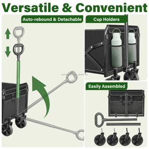 Chariot de transport pliable, chariot <span class=keywords><strong>à</strong></span> 4 roues pliable, chariot pliable polyvalent pour le <span class=keywords><strong>camping</strong></span>, les courses et les équipements sportifs - Product Image 4